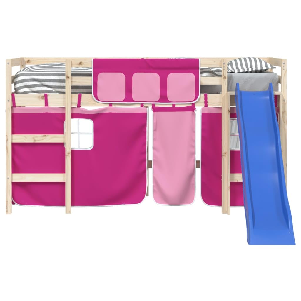 Juego de 6 cortinas para cama alta de poliéster, color rosa, con bolsillos de almacenamiento, aptas para la habitación de los niños, fáciles de limpiar, resistentes, con alzapaños para un