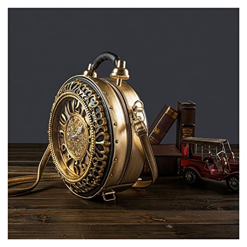 Clock Purse, Real Working Clock Handbags,PU Leather Retro Shoulder Bag For Women Vintage Shoulderbags Handbag For Girls (Color : Brown, Size : 12 * 5 * 14.5IN)4