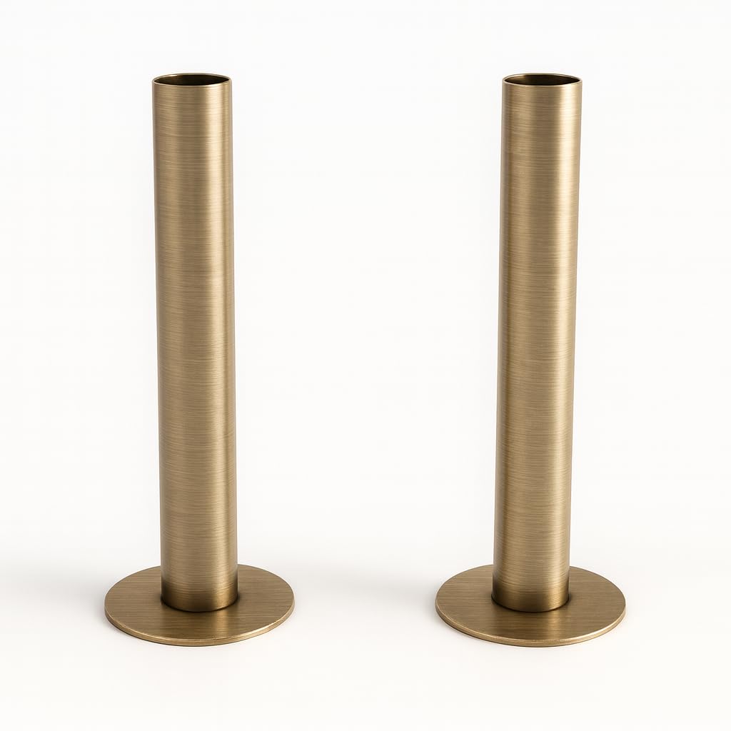 Uk Radiators Polished Brass Finish Polished Brass Radiator Pipe Sleeve - Polished Finish - 130Mm Pipe Sleeves - Perfect Addition To Any Interior Design