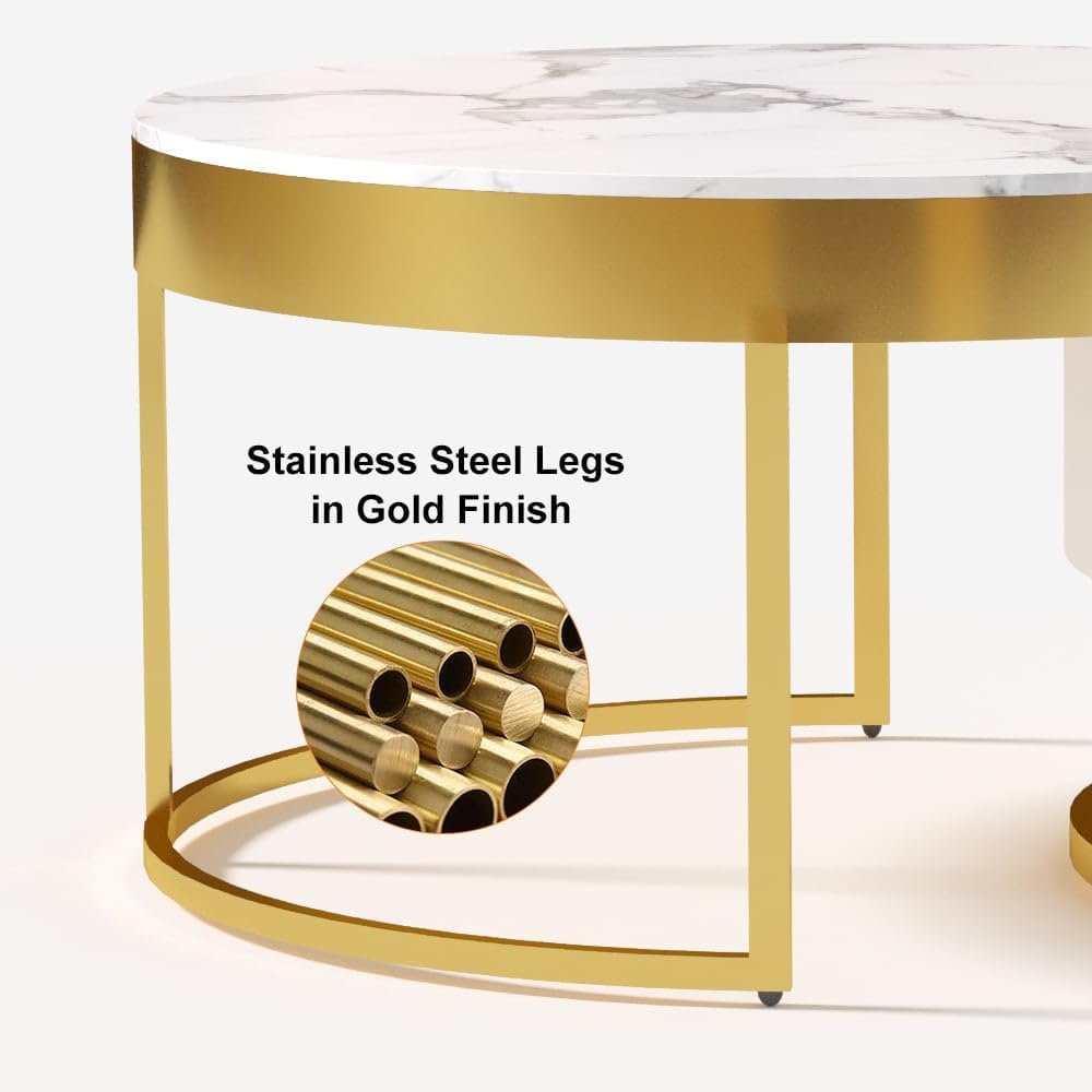 Close-up of stainless steel legs in gold finish