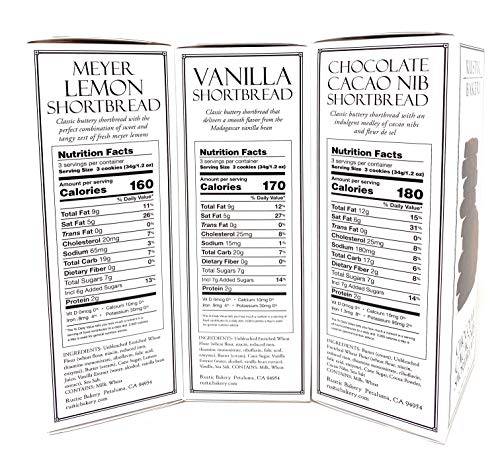 Generic Rustic Bakery Cookies Bread Variety Bundle | Meyer Lemons | Chocolate Cacao Nib Shortbread Cookies | Vanilla | Low Sodium Thin Cookie 4Oz 3Pack #TOP2