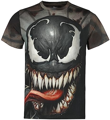 Venom T-Shirt Homme en coton noir imprimé Marvel style comics