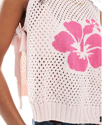 Image of Women Graphic Sweater Vest Y2k Knit Tank Top Lightweight Pullover Top