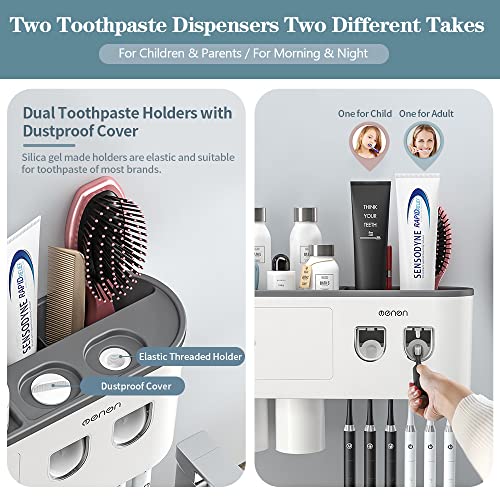 Bheadcat DE-DUAL TOOTHPASTE-2CUPS Toothbrush Holders Wall Mounted, Toothbrush Holder With Automatic Toothpaste Dispensers thumb #3