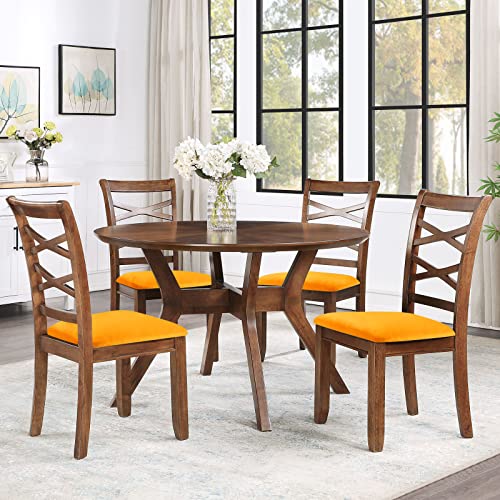 Smiry Original Velvet Dining Chair Seat Covers, Stretch Fitted Dining Room Upholstered Chair Seat Cushion Cover, Removable Washable Furniture Protector Slipcovers With Ties - Set Of 6, Mustard Yellow #TOP7