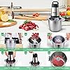 Qinkada Food Processor, 500W Powerful Meat Grinder, 14Cup Stainless Steel Bowl, 3 Speed Modes 4 Bi-Level Blades for Onion, Meat, Nuts, Fruit, Garlic, Vegetable, Baby Food