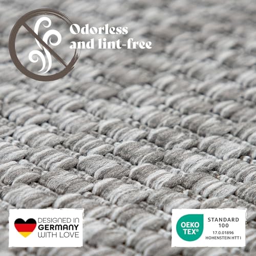 TT Home Teppich Für Outdoor Küchenteppich Balkon Terrasse Unifarbenes Design Modern, Farbe:Grau, Größe:160x220 cm