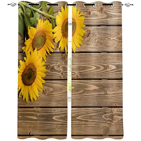FortuneHouse8 Blackout Curtains Thermal Insulated Custom Sunflowers Cover