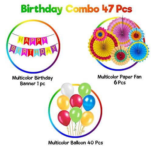 Image of Party Propz Happy Birthday Balloons Decoration Kit - 47Pcs Multicolour Birthday Decoration for Kids Boys Adult Men Husband