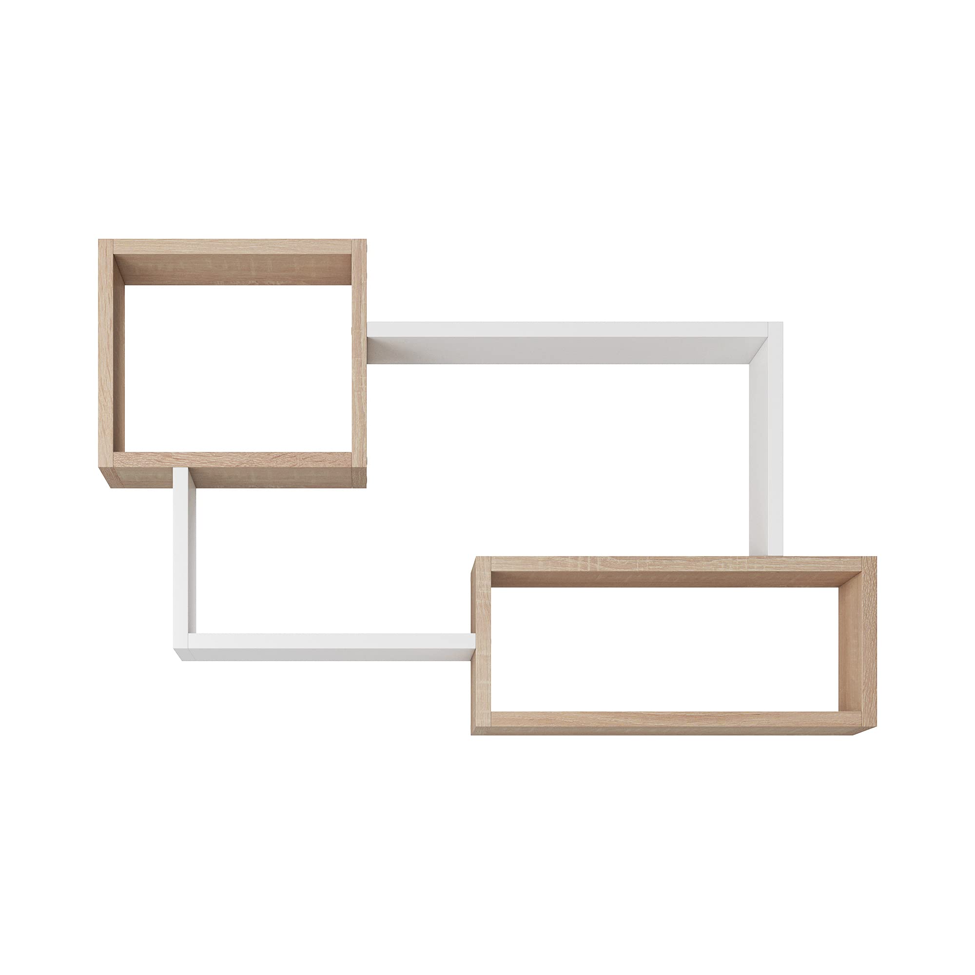 PIASKI Estantería de Pared Trio Cinco, Estante de Pared, estantería Flotante, estantería Colgante, Distintos Colores (Blanco/Sonoma)