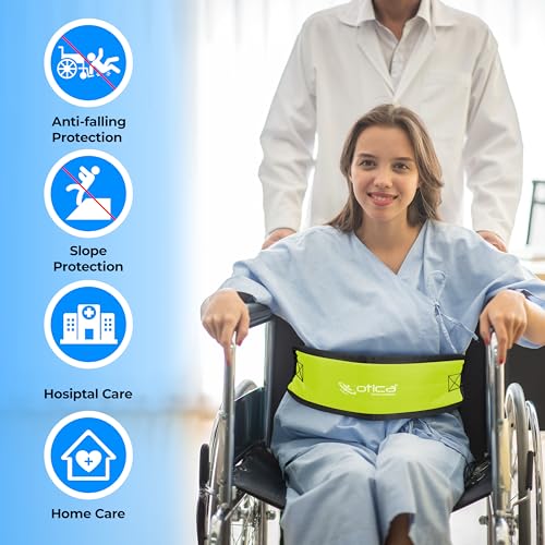 Image of OTICA Wheelchair Safety Belt, Adjustable Length - Green Anti-Slip and Anti-Fall Wheelchair Strap Seat Belt, Extra Long Size-Suitable for Obese People (Green, Wheelchair Safety Belt With Pad)
