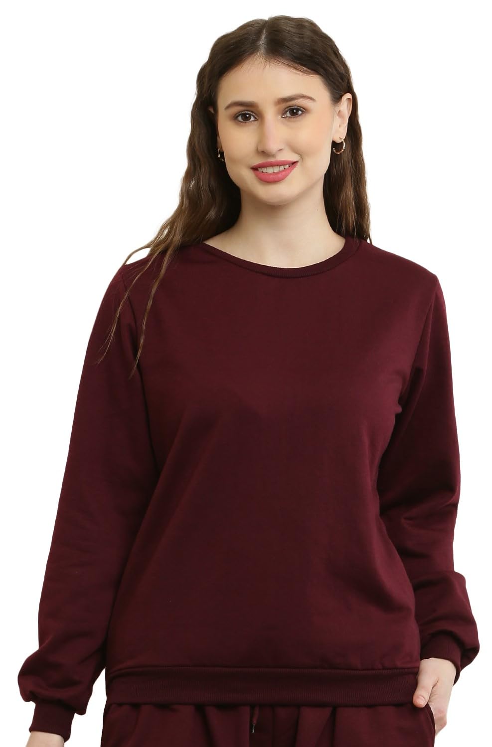 GoSriKi GLAMY Womenâ€™s Round Neck Sweatshirt, Fleece Material Full Sleeves, Women Winter Wear, Regular Fit Long Sleeve || 3XL to 10XL || (11 Colours) in neutral