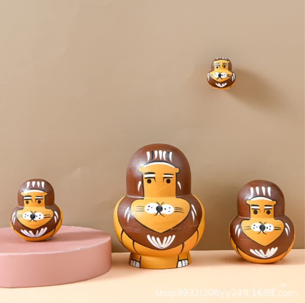 Rosyjskie Matryoshka Drewniane Rosyjskie Zagnieżdżanie Lalki 10 Sztuk Lew Motyw Zwierzęcy Układanie Zagnieżdżania Lalek Ręcznie Robiony Prezent Na Boże Narodzenie Lalka Matrioszka