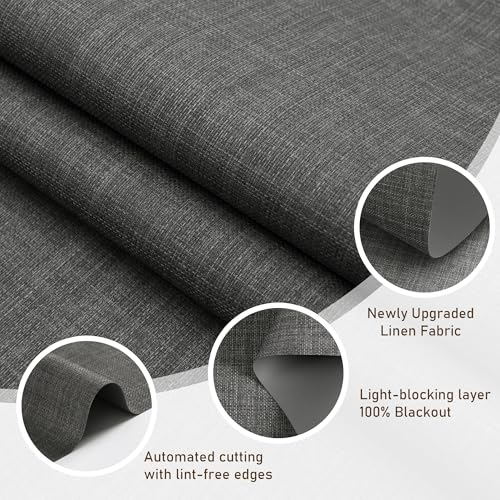 Image of AOSKY Cordless Blackout Roller Shades for Windows, 42 inchW x 72 inchH, Linen Grey