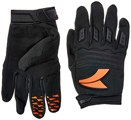 Luva para Motociclista Dedo Longo Tam. G Material Emborrachado e Couro Preto/ Laranja Atrio - MT035