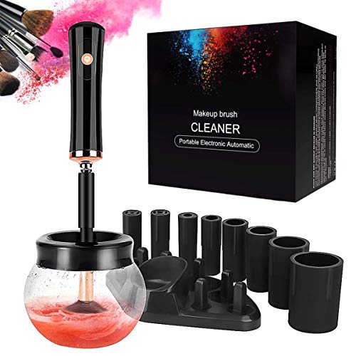 Electric Makeup Brush Cleaner Dryer,Electric Automatic Cosmetic Makeup Brushes Spinner Cleaner&Dryer,8 Rubber Professional Makeup Brush Cleaning Tool for Makeup Brush&Women Gifts