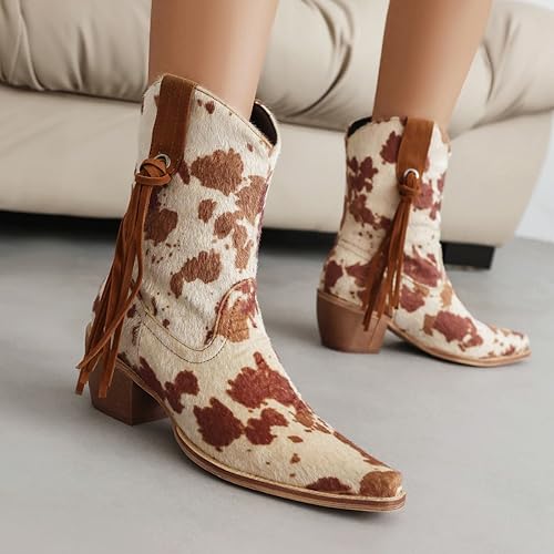 Scaoruki Women Fashion Cowgirl Ankle Boots4