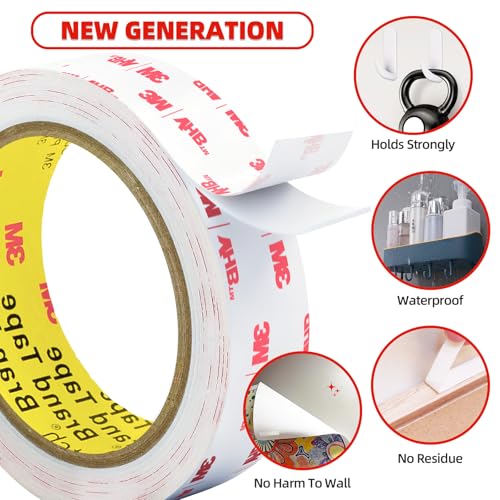 Image of 3M Double Sided Tape Heavy Duty, 0.39 inch x 9.85FT Removable Mounting Tape for Wall, Extra Strong Foam Tape, Picture Hanging Adhesive Strips Waterproof for Cars, Walls, Home, Office Decor