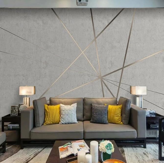 Papier peint géométrique 3D trompe l'oeil effet béton gris
