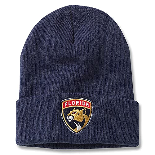 AMERICAN NEEDLE Officially Licensed NHL Hockey Team Logo Cuffed Beanie Knit Hat (Florida Panthers-Navy)