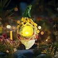 SALATI Solar Gnome Garden Decor Statue, Resin Gnome Outdoor Figurines with LED Light for Home Yard Patio Lawn Ornaments, Funny Gnomes Gardening Gifts for Women