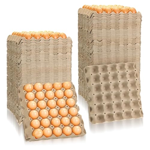 130 Pack Egg Cartons Crates Bulk - 30 Cell Pulp Fiber Egg Flats Reusable Stackable Cardboard Tray for Home Storing Packing Roach Colony Soundproofing
