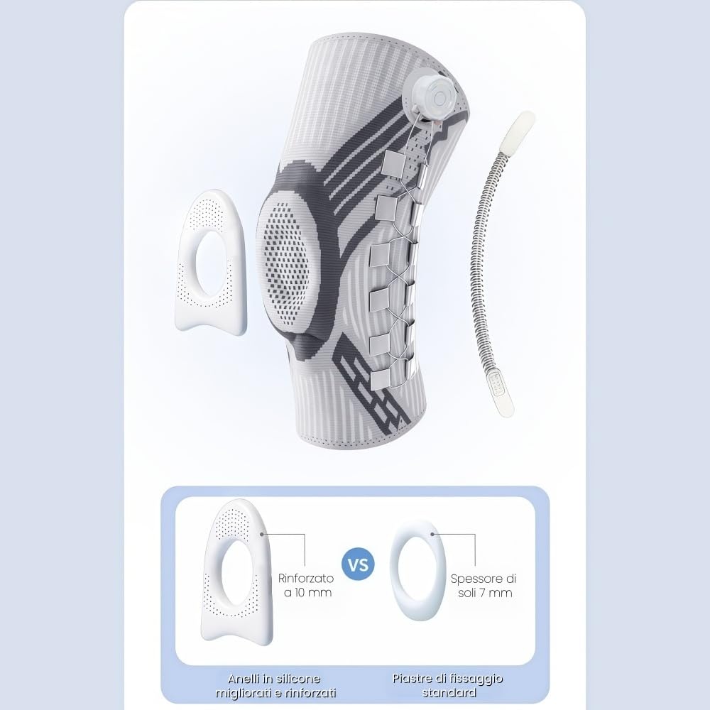 Sensa Ginocchiere a compressione unisex con regolazione a rotella e stabilizzatori laterali, ginocchiere sportive per fitness e uso quotidiano