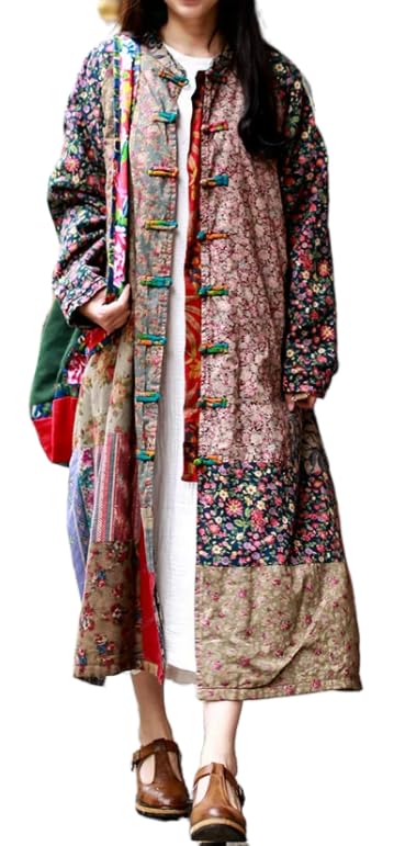 Women Loose Jacket Distressed Trench Coat Casual Patchwork Garment