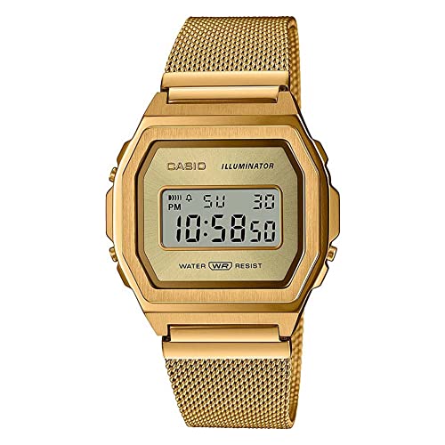 【CASIO CLASSIC】A1000MCG-9JF Casio Men's Vintage Quartz Watch, Gold, 38mm, A1000MG-9EF-AMZUK