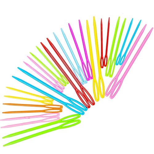 Hekisn Large-Eye Plastic Sewing Needles, Colorful Safety Lacing Needles, 3 Different Sizes Yarn Sewing Needle, Learning Needles for DIY Sewing Handmade Crafts 3.5 & 2.76 & 2.1 inch (30 Pieces)