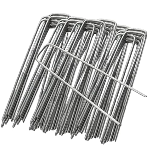 FLONATUR Klammern für Kunstrasen – 25 Heringe ohne Unterlegscheiben – Unkrautschutznetze – Zeltheringe für Hartböden – Gartennägel – Bodenanker – Metall – 3 mm – 15 x 3 x 15 cm
