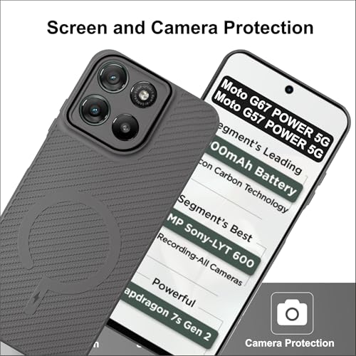 Image of SBMS Back Cover for Motorola Moto G67 Power / G57 Power 5G Soft Matte Silicone Cover with Slim Fit | Mag-Safe Logo | Shockproof | Camera Protection Bumper Case for Moto G67 Power (Camera Ring Grey)