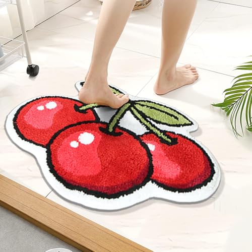 Image of AAZEEM Mat Rugs Non-Slip Abstract Bath Rugs Cute Mat Washable for Tube|Rectangular Door Mat for Home |Drawingroom |Easy Clean Indoor and Outdoor Floor Mat |Super Absorbent |Cherry|16 inchx24 inch & 20 inchx32 inch |