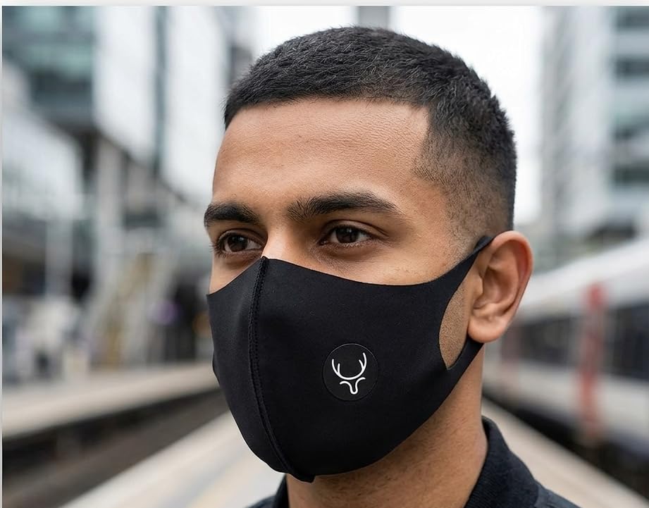 Image of Face Mask for Men & Women, black Reusable Washable Cloth Mask, Comfortable Breathable Face Cover for Daily Outdoor Use