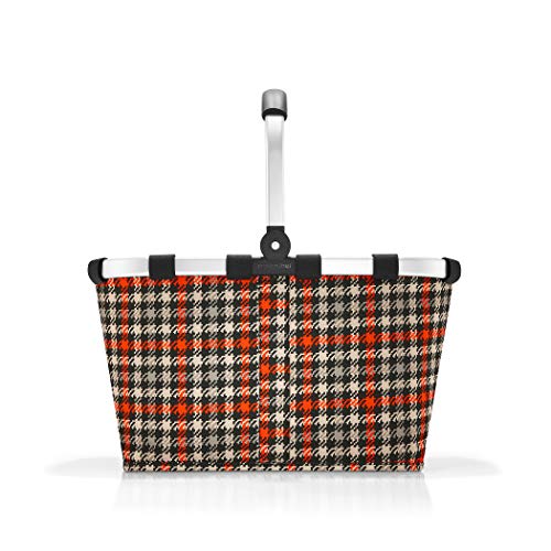 reisenthel Carrybag Fabric Picnic Tote, Sturdy Lightweight Basket for Shopping and Storage, Glencheck Red