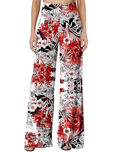 JZC Women's Palazzo Lounge Pants Stretchy Wide Leg Casual Pants Comfy High Waist Flowy Pants S-3XL
