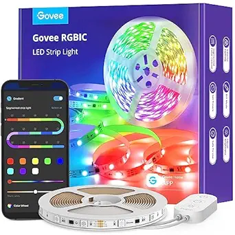 Govee LED Strip Lights RGBIC, 16.4ft Bluetooth Color Changing Lights with Segmented App Control, Music Sync (Plastic,Adopter)