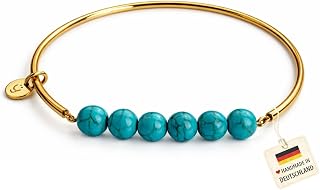 Gemstone Bangles, Elastic Stainless Steel Bangle Gold Ladies with Gemstone Beads, H…