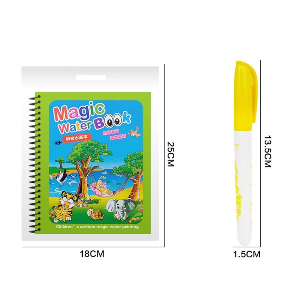 4 Stück Magische Wassermalbücher Für Kinder – Wiederverwendbar, Mit Zauberstift, 15x18,5 Cm