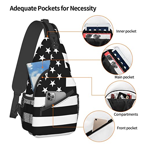 Mochila bandolera unisex negra para senderismo miniatura 5