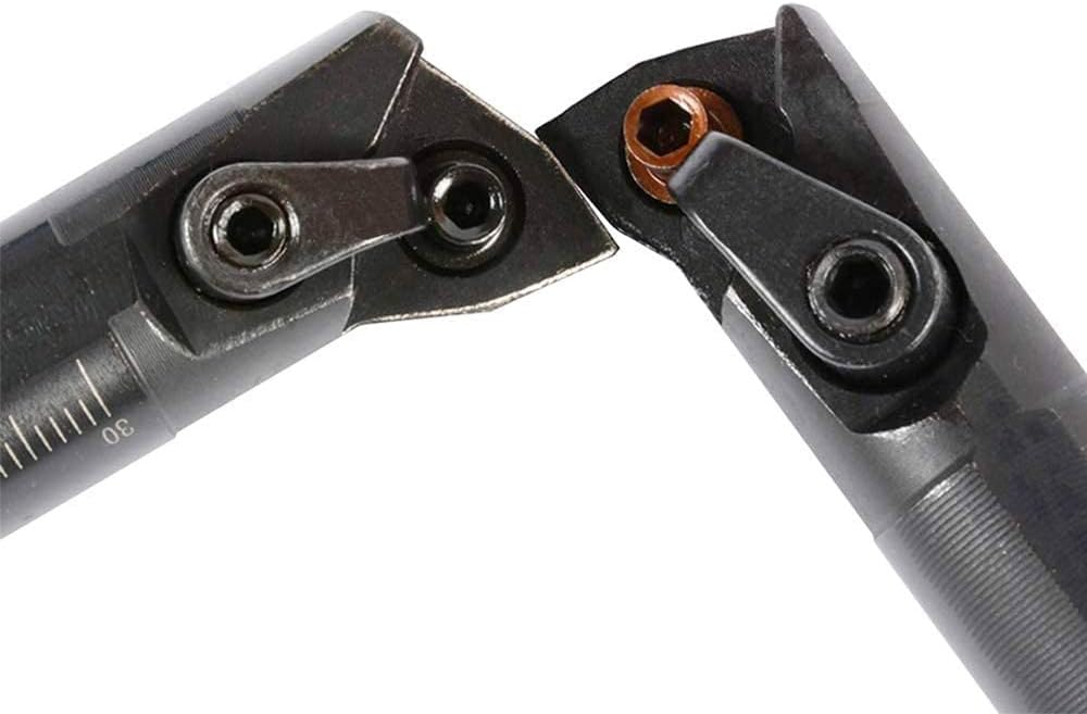 5/8'' x 7'' Turning Tool Indexable Boring Bar S16Q-MWLNR08 + S16Q-MWLNL08 with 10pcs WNMG080404-CM Indexable Carbide Turning Inserts for Metal Lathe Turning Tools