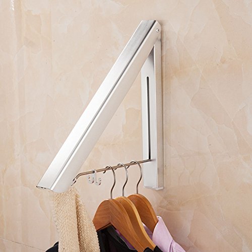 ERWEY Faltbar Kleiderhaken Klappbar Wand-Kleiderständer Folding Platzsparend Wetterfest Kleiderbügel, Aluminium für Wohnzimmer, Bad, Schlafzimmer, Büro, Silber Cover