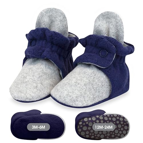 Image of Zutano Baby Boys' Cozie Fleece Baby Booties With Grippers