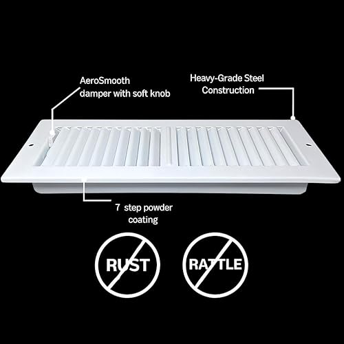 Miniatura 3 de Rejilla de pared lateral y techo de 10 x 6 pulgadas  Rejilla difusora de suministro de aire ajustable de 1 vía de acero para pared lateral y techo