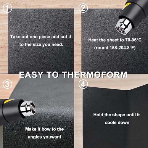 Image of Plastic Sheet 18 inch x 24 inch x 0.125 inch, Black PVC Board Flexible Moldable Impact Strength and High Tensile 1 /8 inch Thick (3mm) for Crafts Materials Home Decor and Handicrafts, Abs Plastic Sheets 6 Pack