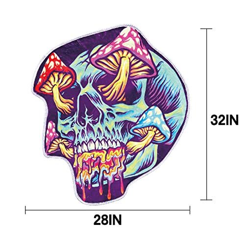 Lolosale Bathroom Rug Mat,Halloween Horror Skull And Trippy Colorful Mushrooms Indoor Door Mat,Durable Water Absorbent,Non-Slip Bath Mats For Shower Tub Bathroom Floor (32''X28''), (Gh23) #TOP2