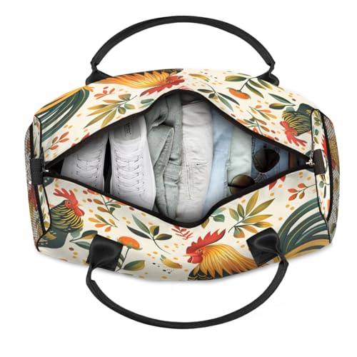 Chicken Rooster Travel Duffle Bag for Women Men Foldable Waterproof Weekender Bag Carry on Tote for Overnight Sports Gym Cocks and Hens Farm4