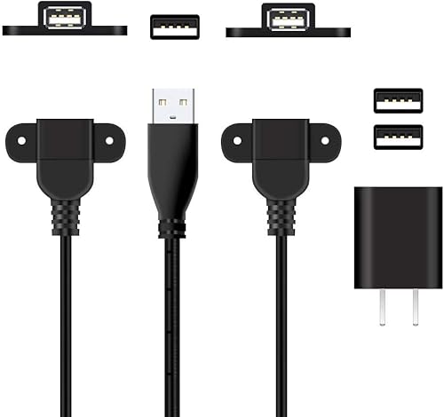 Miniatura 8 de QiCheng&LYS Cable de extensión de carga USB 2.0 macho a doble hembra, mesita de noche para muebles, sofá vehículo eléctrico a bordo, puerto de carga
