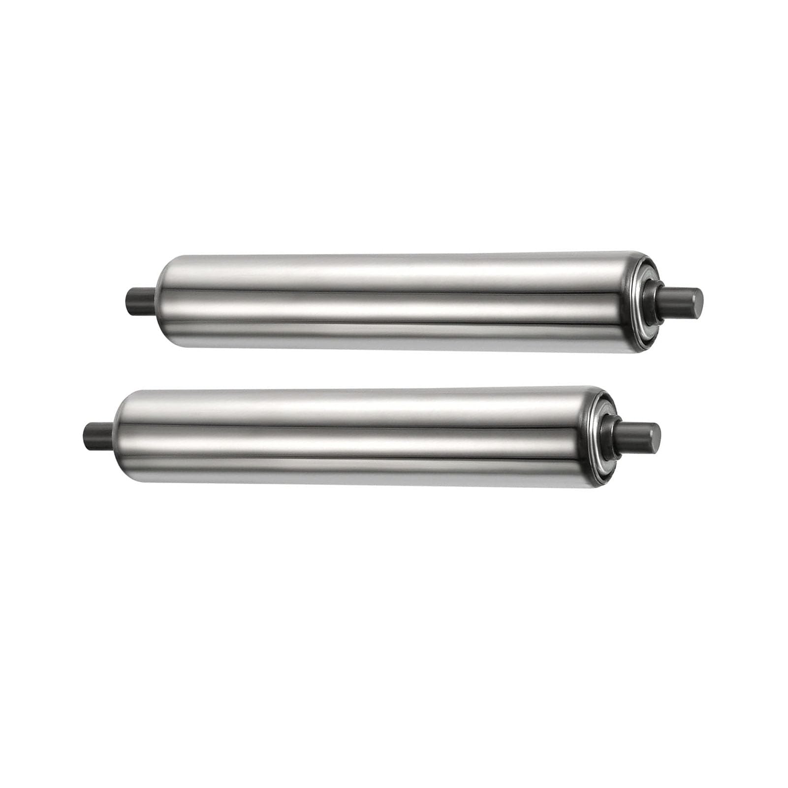 WEKONUMEX Conveyor Roller, Replacement Conveyor Rollers Unpowered Stainless Steel Silver Pack Of 2 Multiple Lengths(Diameter 60mm/2.4 Inch,L 450mm)