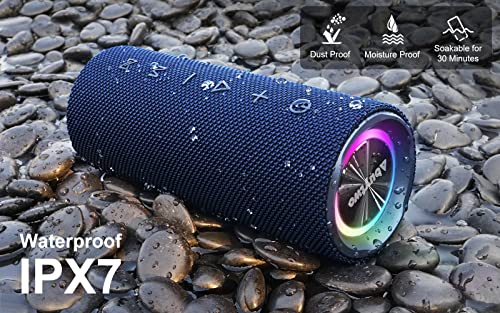 Abuytwo Musikbox Bluetooth Lautsprecher - IPX7 Wasserdicht Tragbarer Bloototh Lautsprecher Mit Led Licht, Bass Box Mit Surround Stereo, 24H Akku Kabellose Lautsprechers, Groß Boxen Für Outdoor, Strand – Bild 4